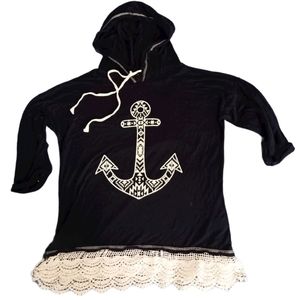 Nautical hooded top